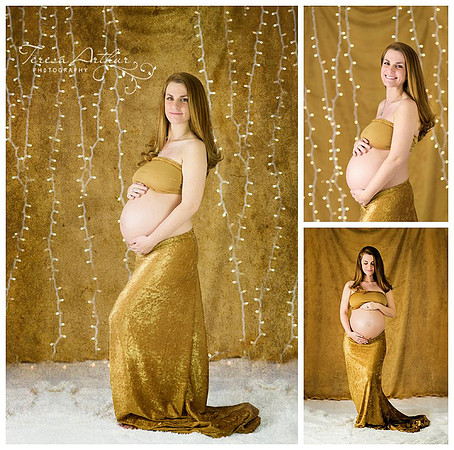 maternity session with gold fall colors