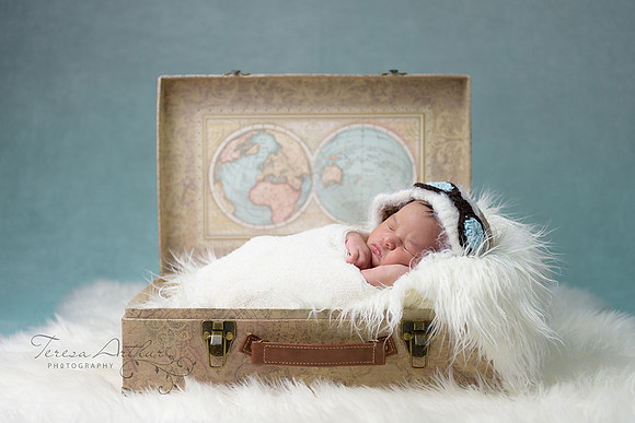 Teresa Arthur Photography newborn in suitcase