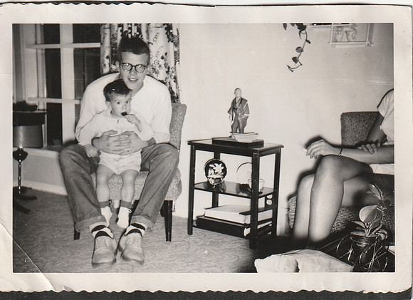 Dad and family Halloween time 1950s-2