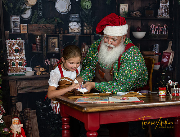 GINGERBREAD HOUSE MAKING WITH SANTA PHOTO SESSIONS BY TERESA ARTHUR PHOTOGRAPHY