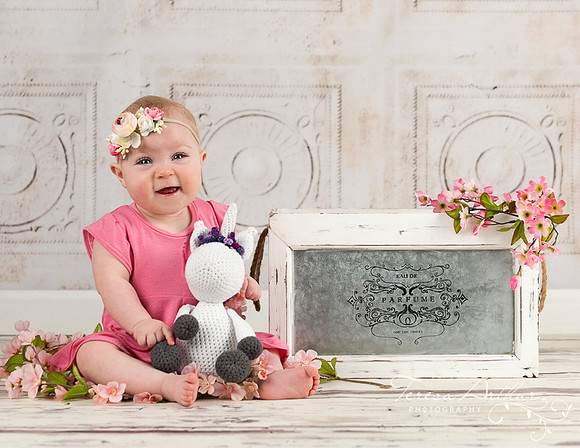 Nine Month Girl Studio Portrait by Teresa Arthur Photography