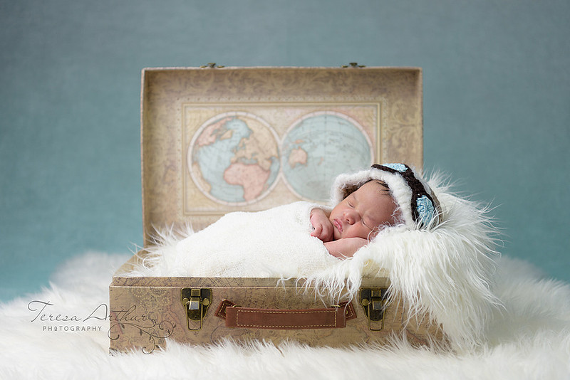 Teresa Arthur Photography newborn in suitcase