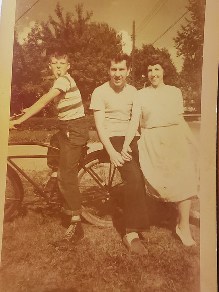1949-John R Compton (on bike) Ronald Keves and Anna K Compton