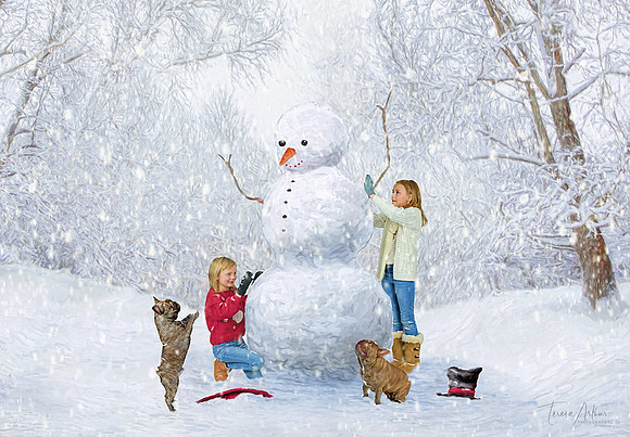 Allen Family-Girls Building Snowman-2024
